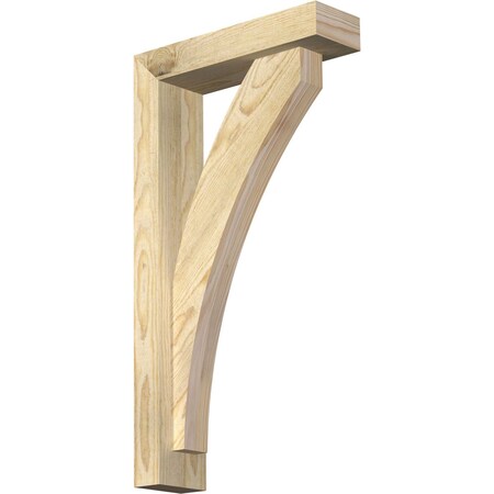 Ekena Millwork Thorton Block Rough Sawn Bracket w/ Offset Brace, Douglas Fir, 4"W x 14"D x 26"H BKT0402X14X26THR05RDF